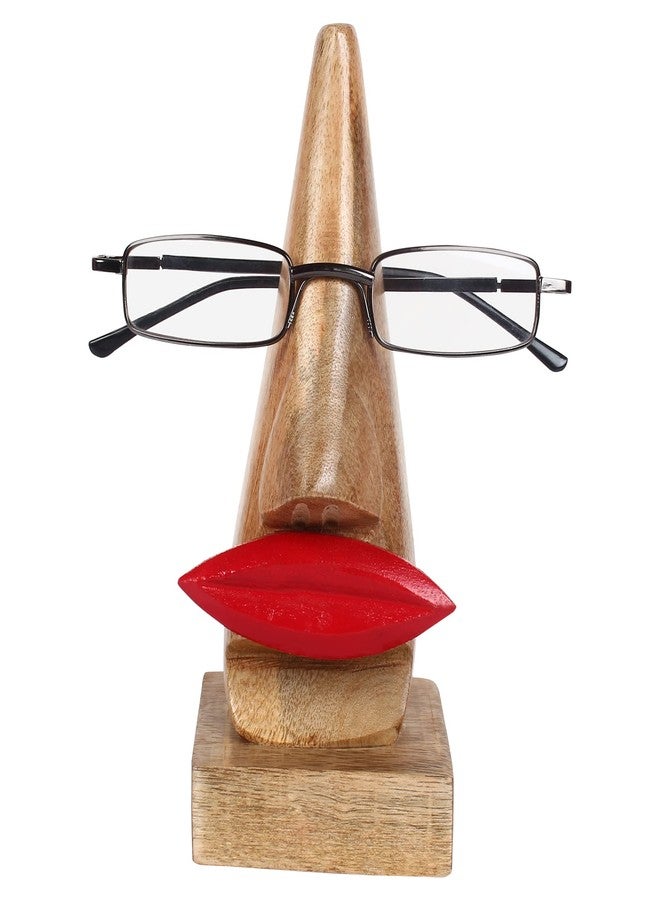 Craftland Wooden Handcrafted Nose Shaped Spectacles/Goggle/Eyeglass Holder/Stand for Women with red Lips - Image 3